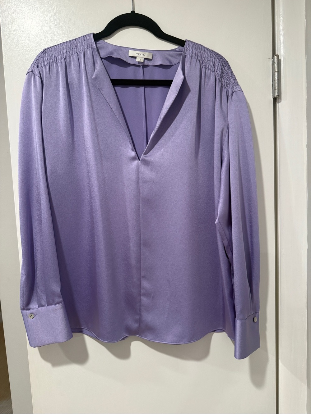Vince Lilac V-Neck Long-Sleeve Blouse